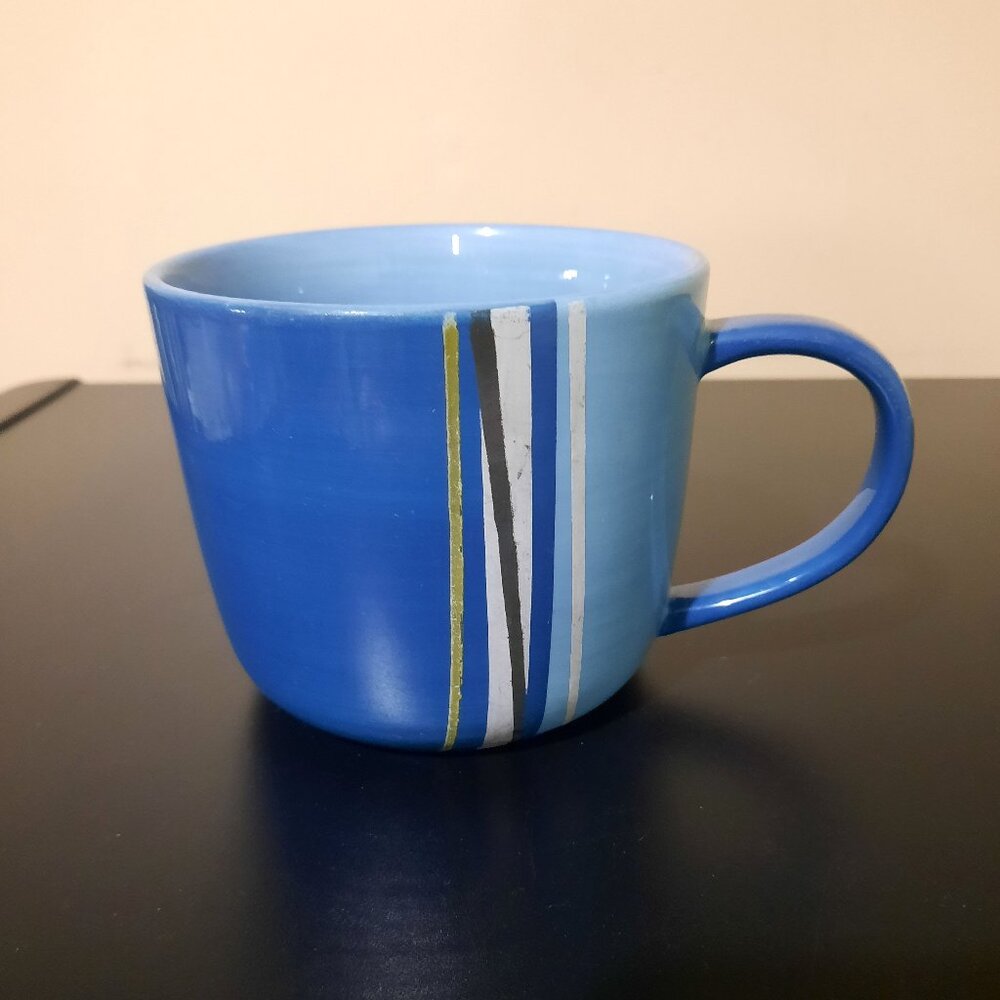 Starbucks Coffee 2008 Ceramic Blue Striped Mug, 16 fl. oz.